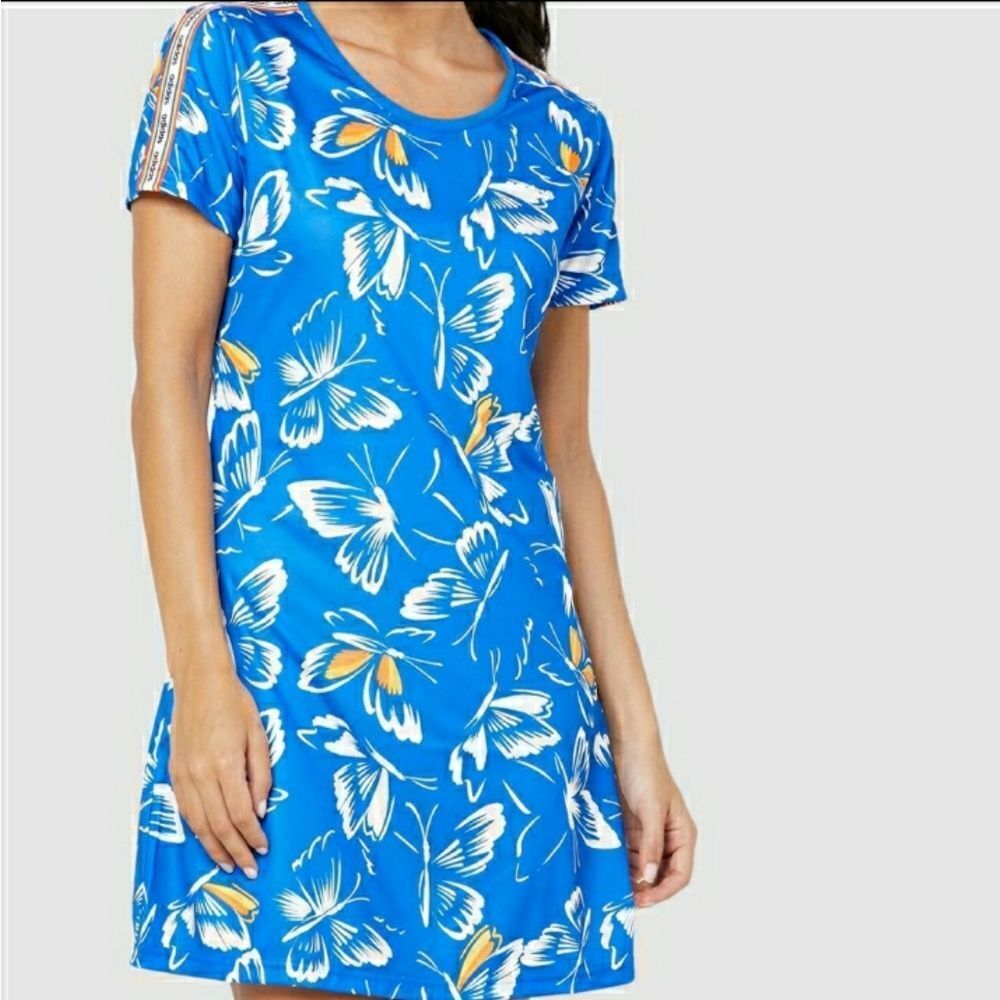 Adidas x Farm Rio Butterfly Print Dress Blue SZ Small Athlesiure Sport